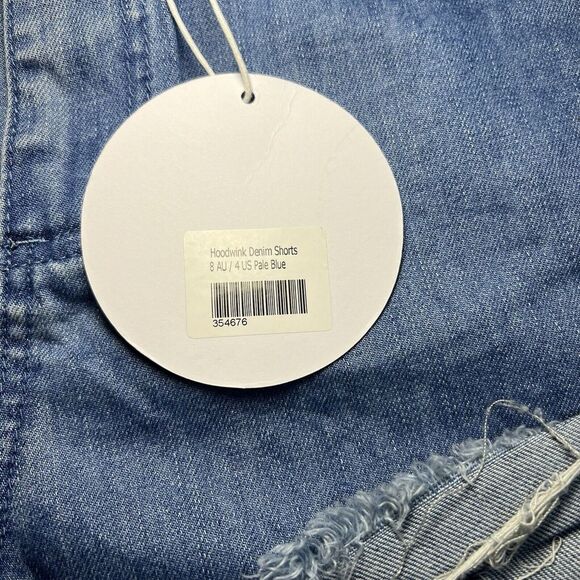 NWT Princess Polly Hoodwink Denim Shorts Pale Blue Size‎ 4 Distressed High Waist - Picture 4 of 6